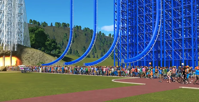 Hilarische video: sadistische gamer bouwt dodelijk pretpark in computerspel Planet Coaster