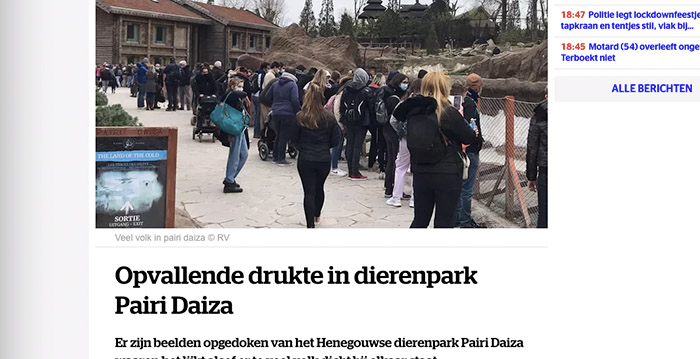 Belgische media duiken op drukte in dierenpark Pairi Daiza