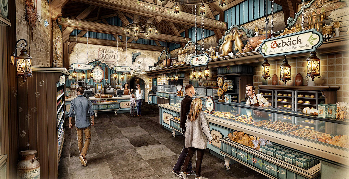 Efteling toont nieuw ontwerp van eetgelegenheid Bäckerei Krümel
