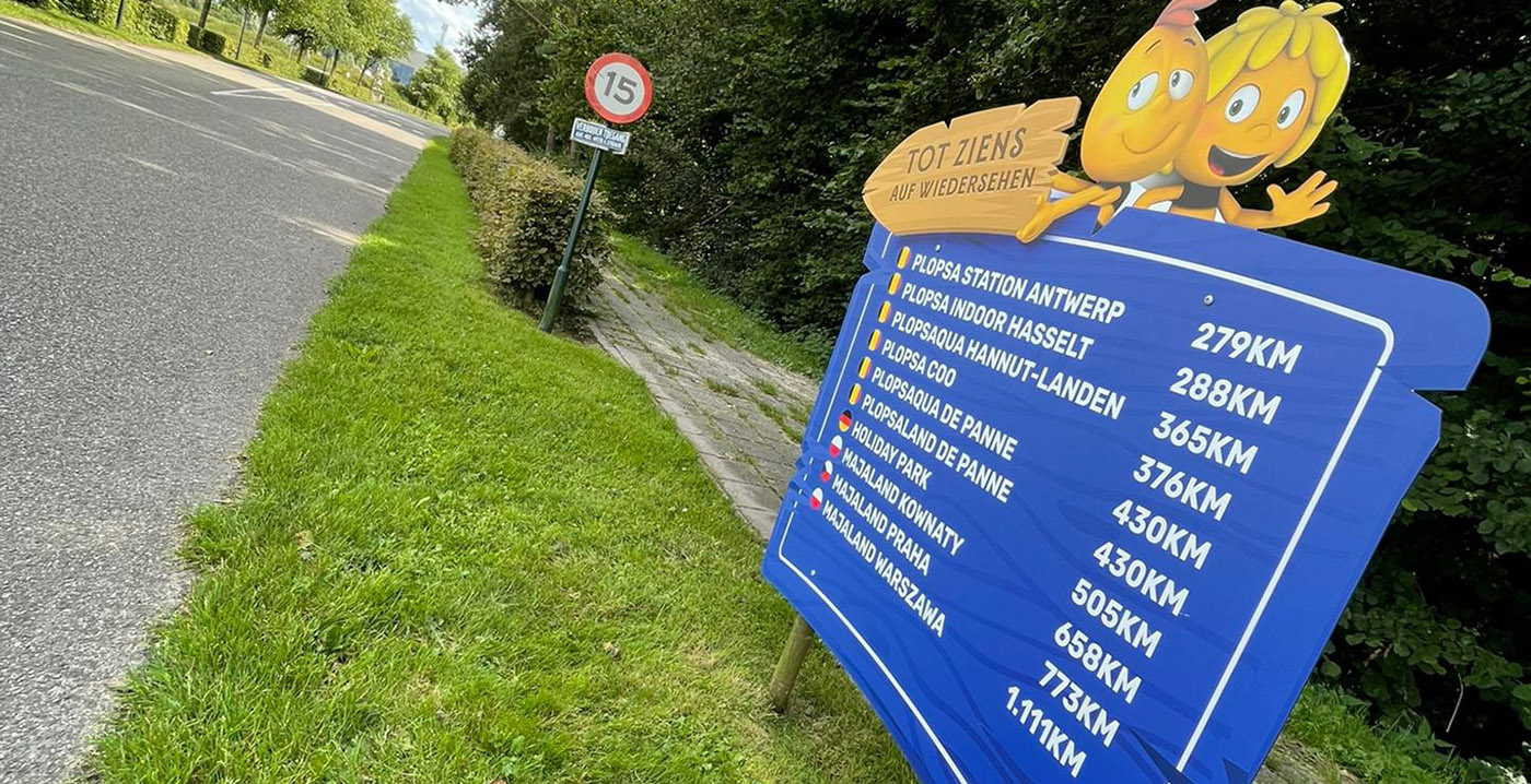 Plopsa wijst bezoekers op andere Plopsa-parken met nieuw bord
