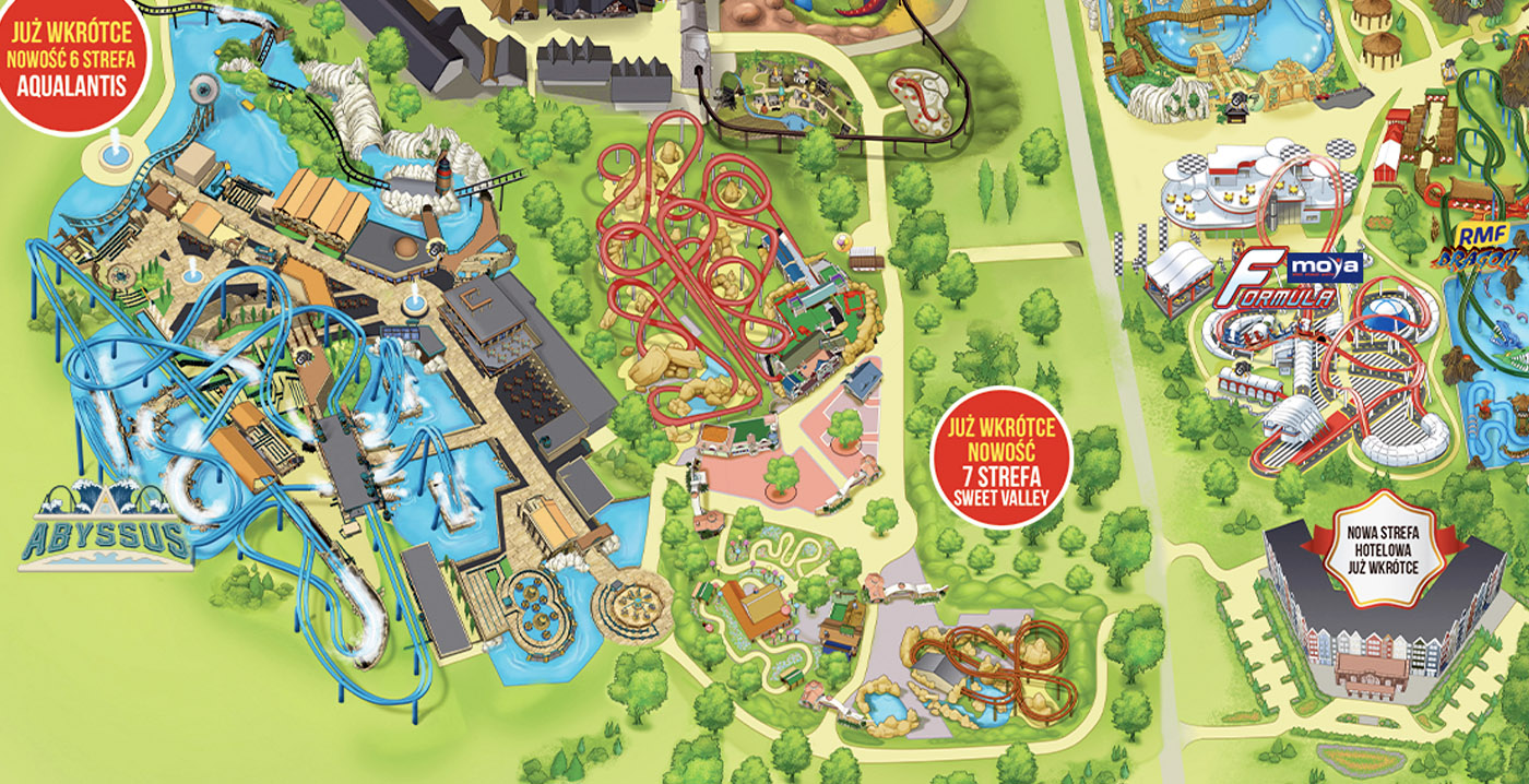 Plattegrond verraadt toekomstplannen Energylandia: nieuwe achtbanen, hotels en waterpark