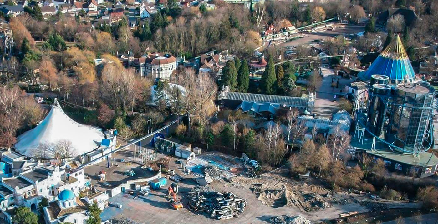 Luchtfoto toont ingrijpende werkzaamheden in Europa-Park
