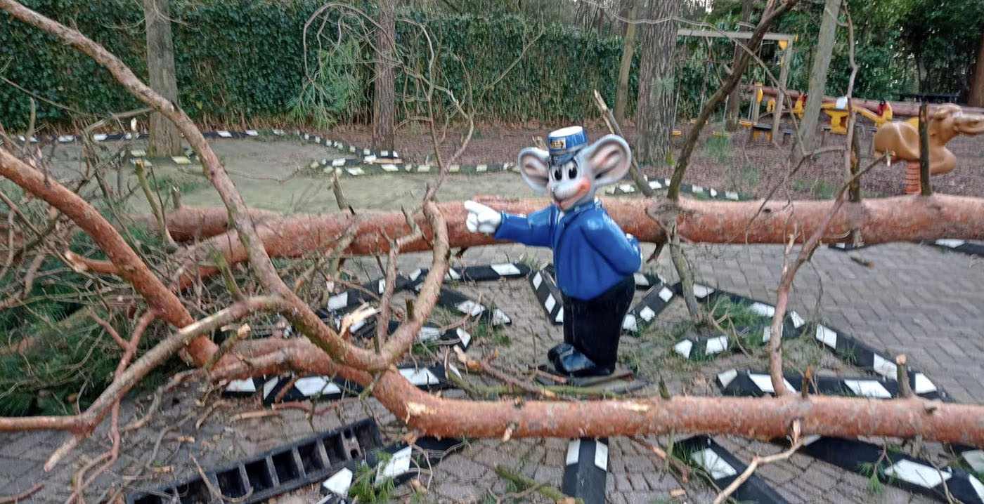 Storm laat sporen na in Julianatoren: 25 bomen en parkeerhuisje omgewaaid