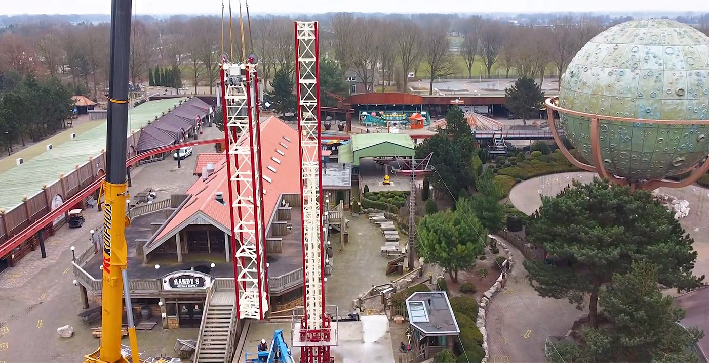 Video: Free Fall terug in Attractiepark Slagharen met nieuw kleurenschema