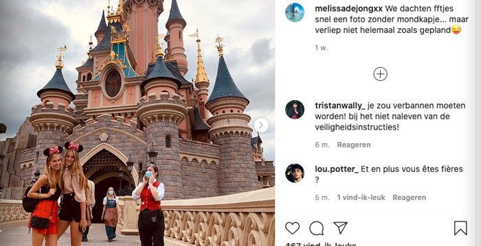 Nederlandse Instagram-meisjes uitgekotst na foto zonder mondkapje in Disneyland Paris