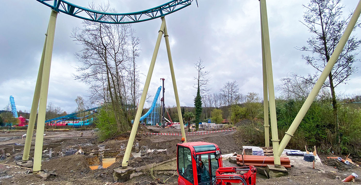 Foto's: grote bouwput in Walibi Belgium vanwege komst nieuwe achtbaan