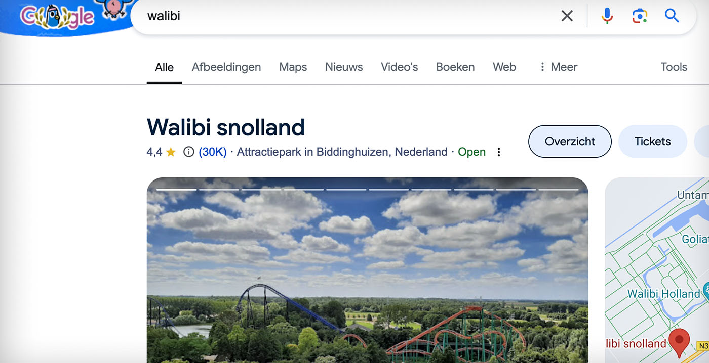 Nieuwe naam voor Walibi in Google: pretpark heet nu Walibi Snolland