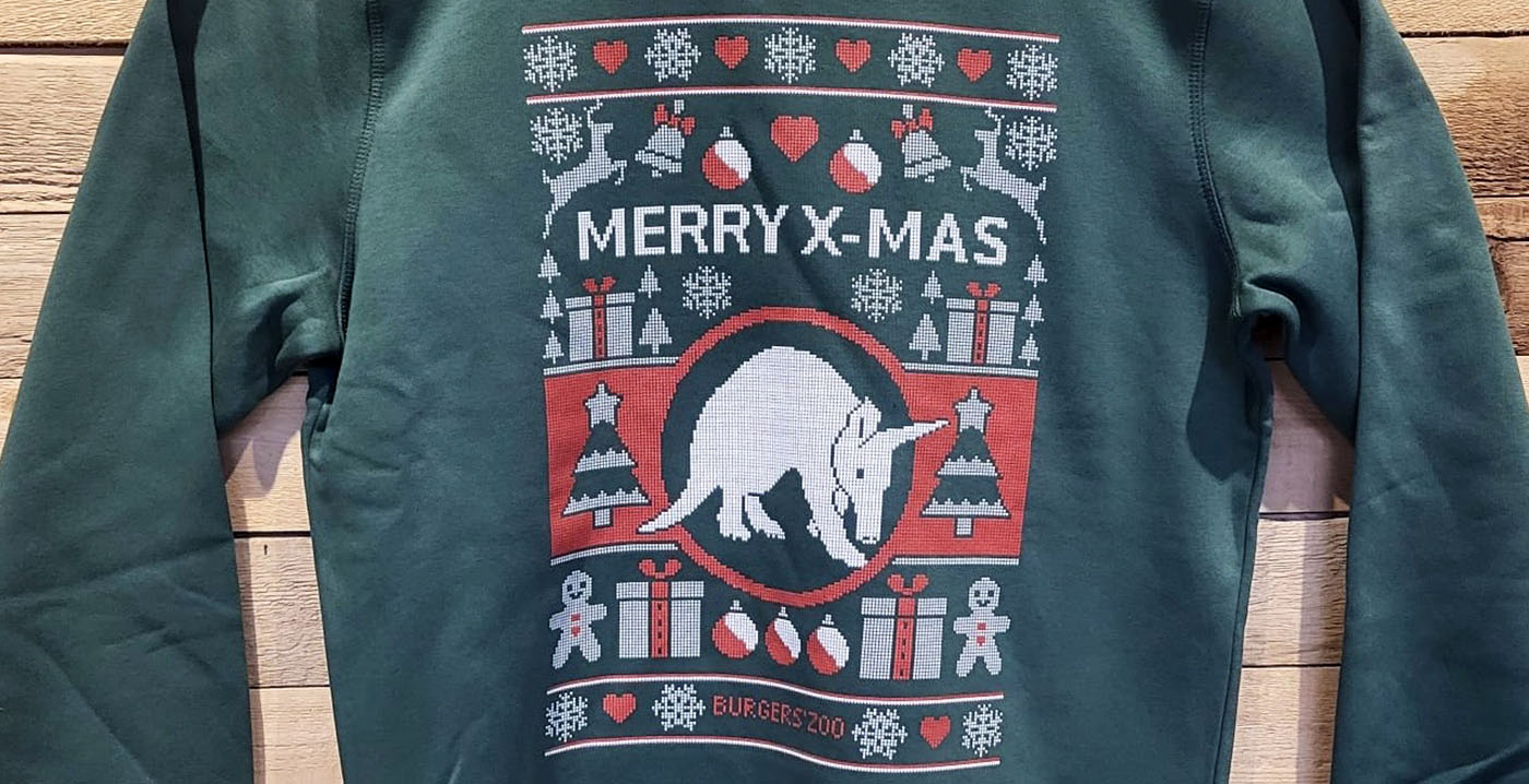 Aardvarken staat centraal op allereerste kersttrui van dierentuin Burgers' Zoo
