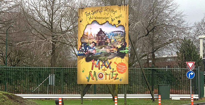 Efteling promoot nieuwe achtbaan Max & Moritz met gigantisch reclamebord