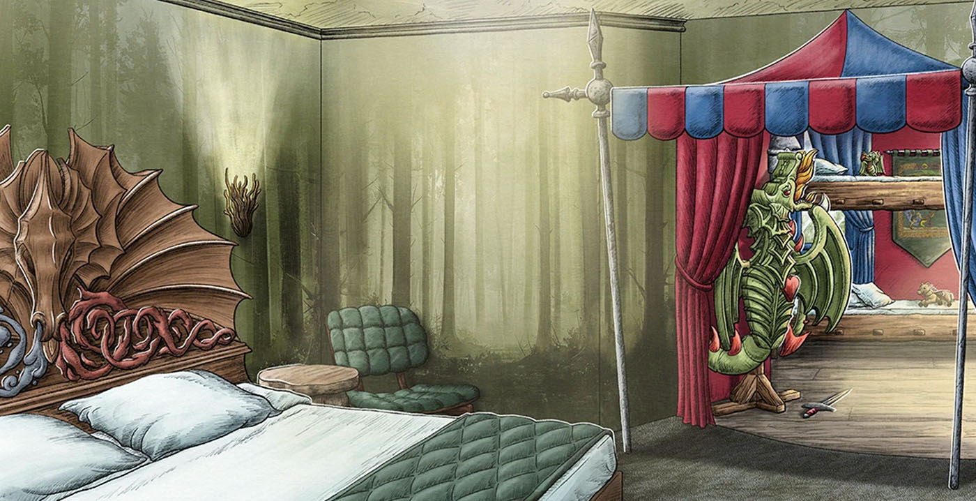 Efteling onthult ontwerpen van nieuwe hotelsuites rond Max & Moritz en Joris en de Draak