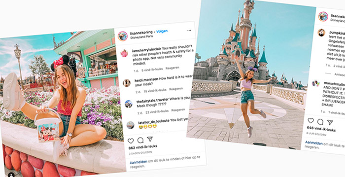 Influencer zet mondkapje af in Disneyland Paris, wordt belaagd door Disney-fans