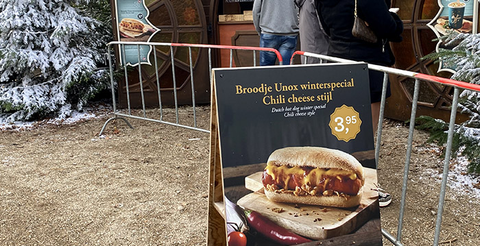 Deze winter in de Efteling: Broodje Unox met chili cheese